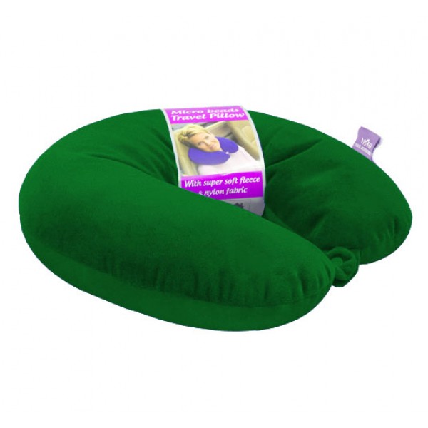 VIAGGI Microbead U Shape Travel Neck Pillow With Fleece - Hunter Green